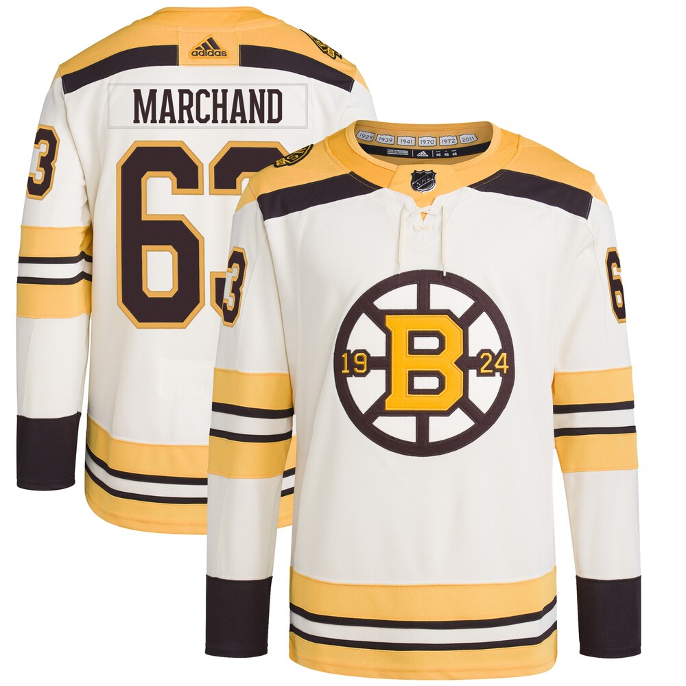 Brad Marchand Boston Bruins adidas  Primegreen Authentic Pro Player Jersey - Cream