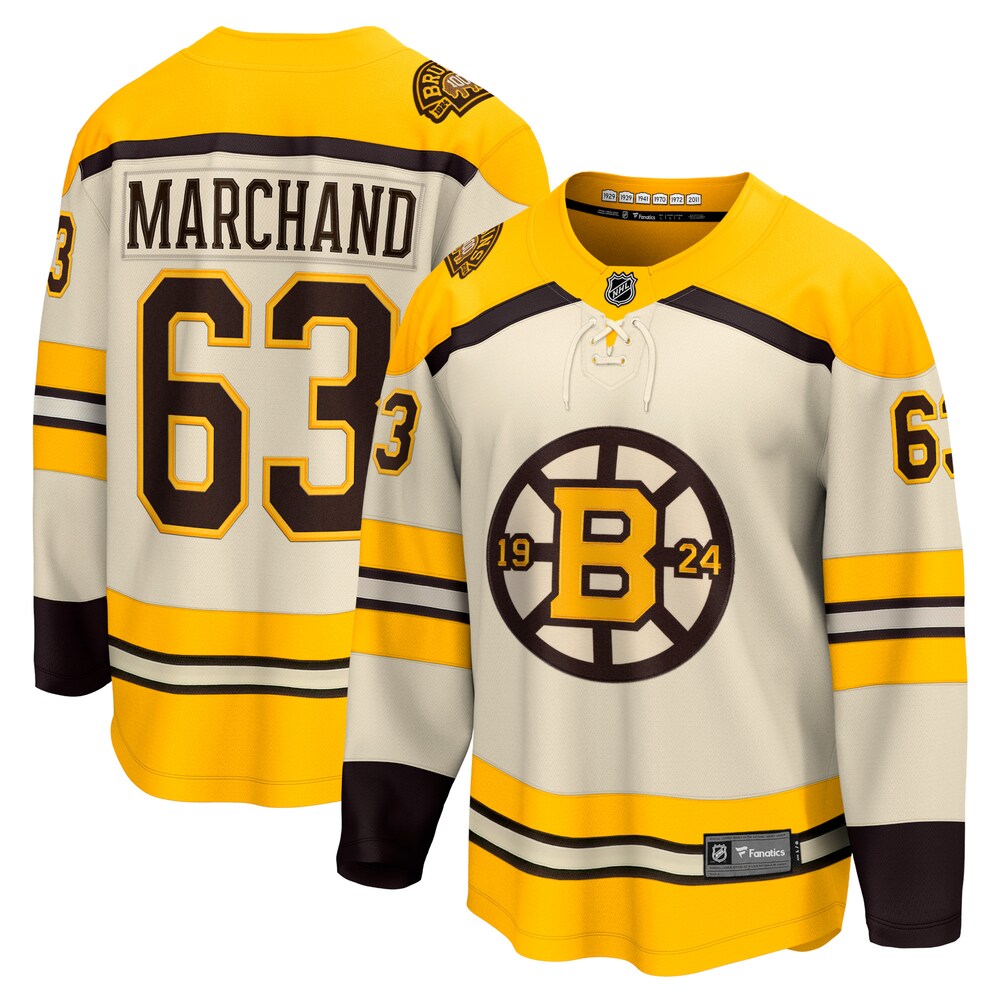 Brad Marchand Boston Bruins Fanatics Branded 100th Anniversary Premier Breakaway Player Jersey - Cream