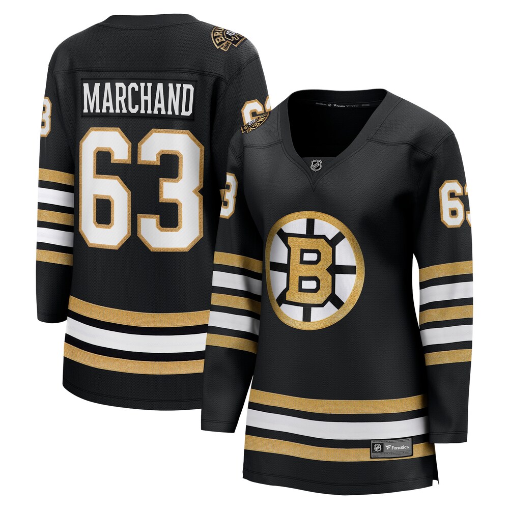 Brad Marchand Boston Bruins Fanatics Branded Women's 100th Anniversary Premier Breakaway Player Jersey - Black