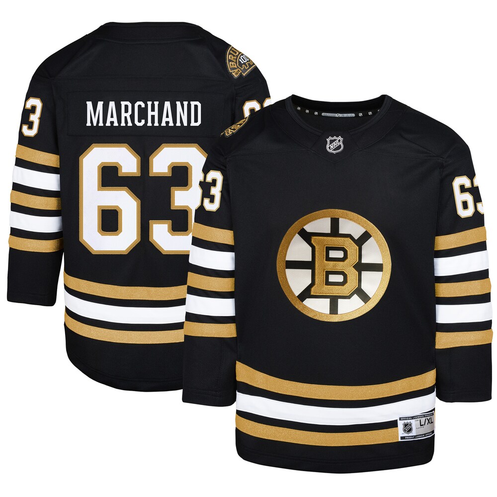 Brad Marchand Boston Bruins Youth 100th Anniversary Premier Player Jersey - Black