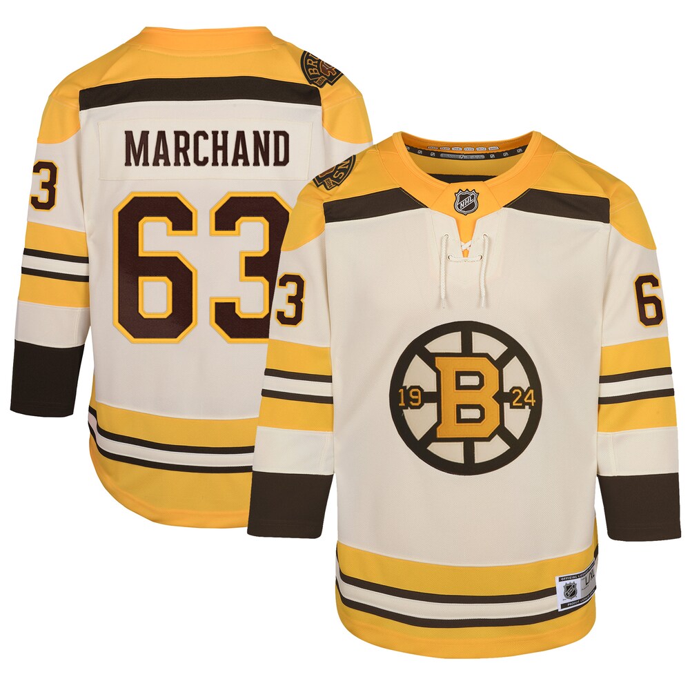 Brad Marchand Boston Bruins Youth 100th Anniversary Premier Player Jersey - Cream