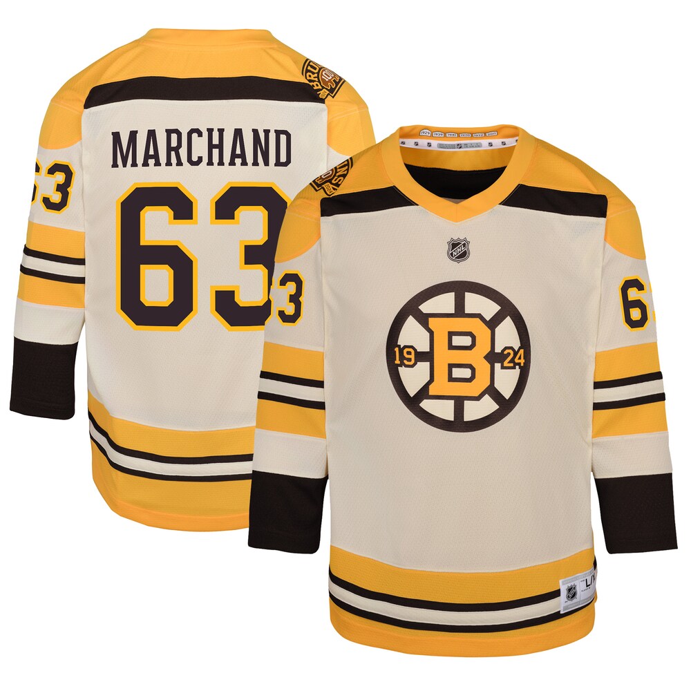 Brad Marchand Boston Bruins Youth 100th Anniversary Replica Player Jersey - Cream