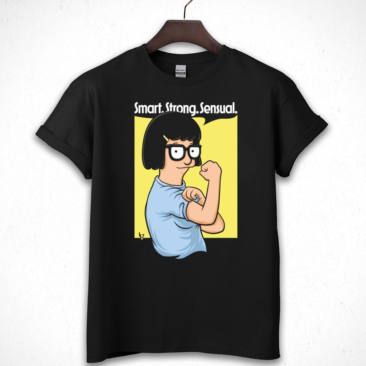 Cartoon Girl Power Graphic T-Shirt - Smart, Strong, Sensual Tee
