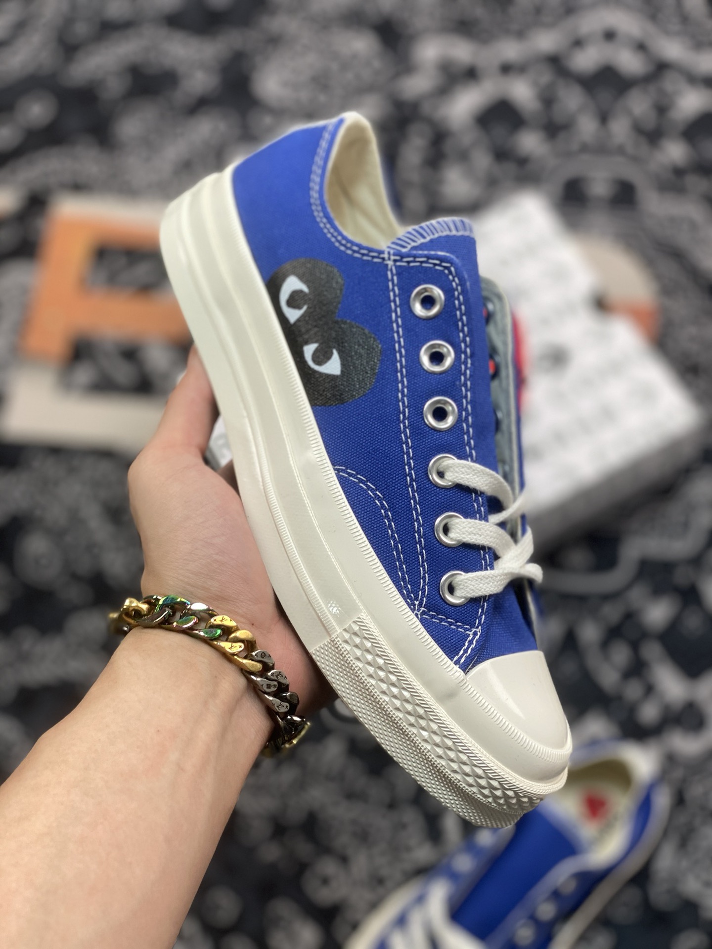 CDG Play x Converse Chuck Taylor All Star 70 Low Blue Shoes