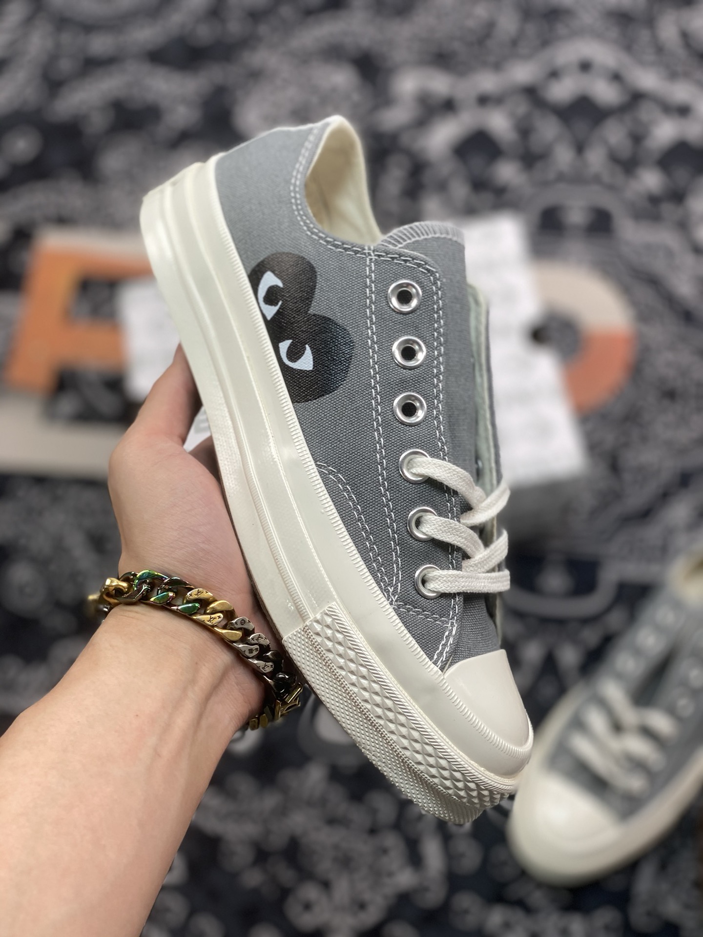 CDG Play x Converse Chuck Taylor All Star 70 Low Grey Shoes