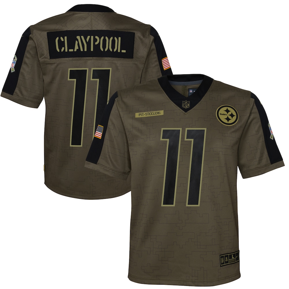 Chase Claypool Pittsburgh Steelers Youth Salute To Service Game Jersey - Olive