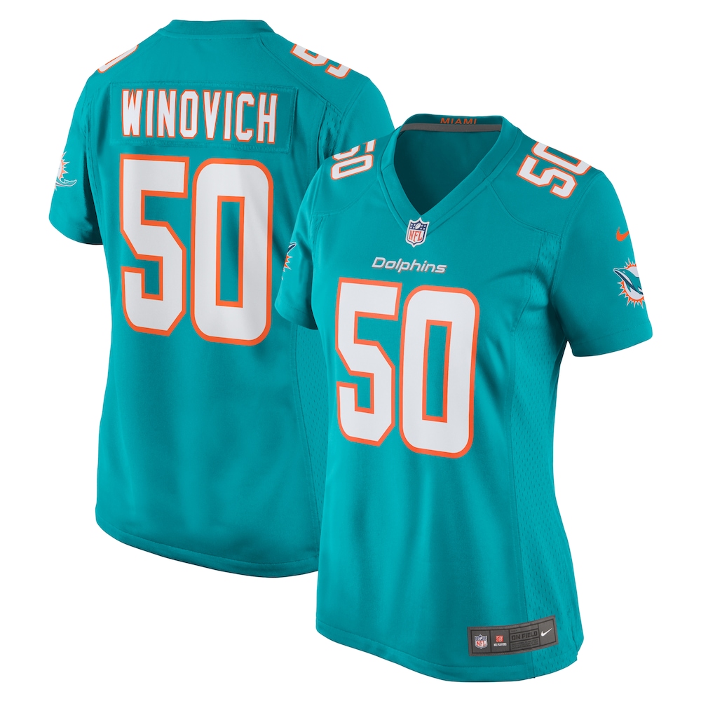 Chase Winovich Miami Dolphins Women's Team Game Jersey -  Aqua