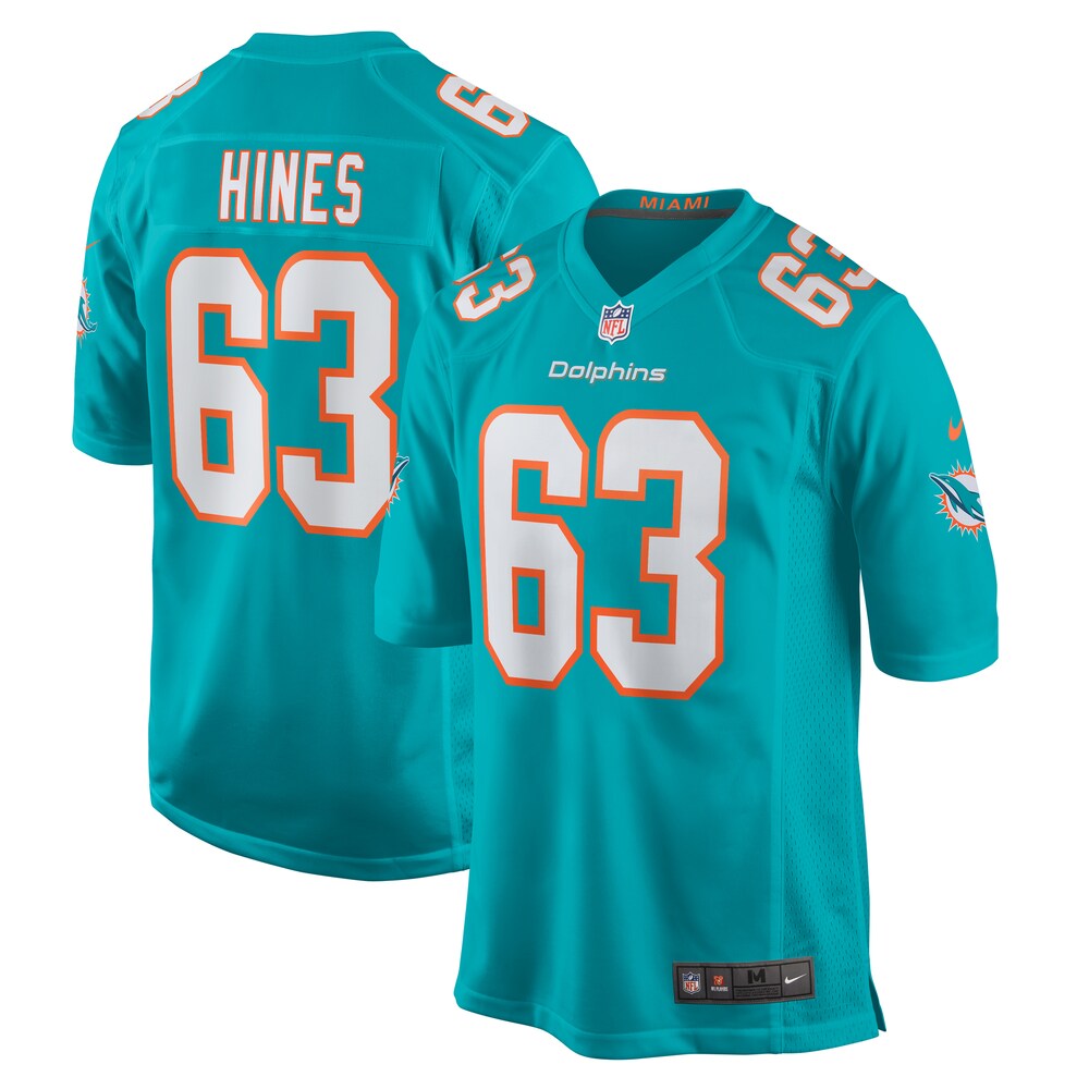 Chasen Hines Miami Dolphins Team Game Jersey -  Aqua