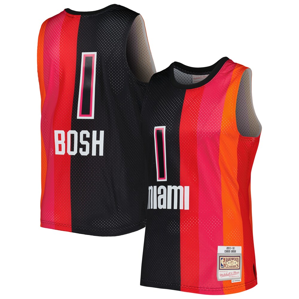 Chris Bosh Miami Heat Mitchell x Ness Hardwood Classics 2011/12 Split Swingman Jersey | Black/Red