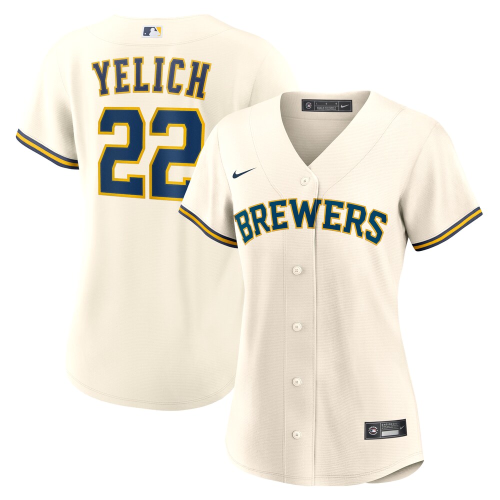 Christian Yelich Milwaukee Brewers Women's Home Replica Player Jersey | Cream