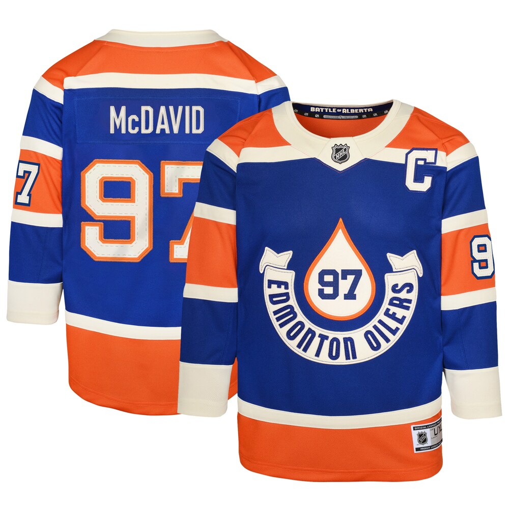 Connor McDavid Edmonton Oilers Youth 2023 NHL Heritage Classic Premier Player Jersey - Royal