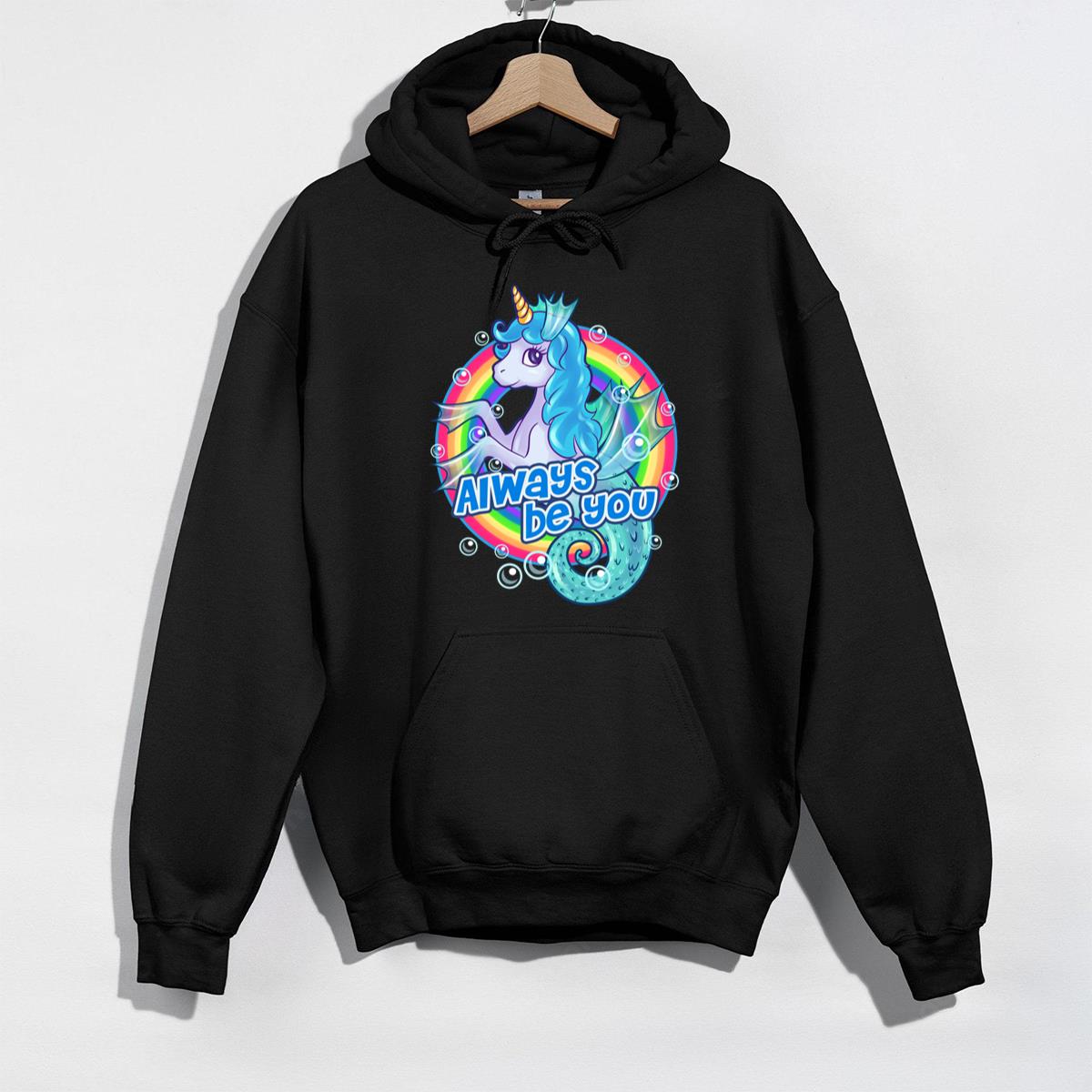 Cute Sea Unicorn Rainbow Graphic T-Shirt - Always Be You Motivational Tee