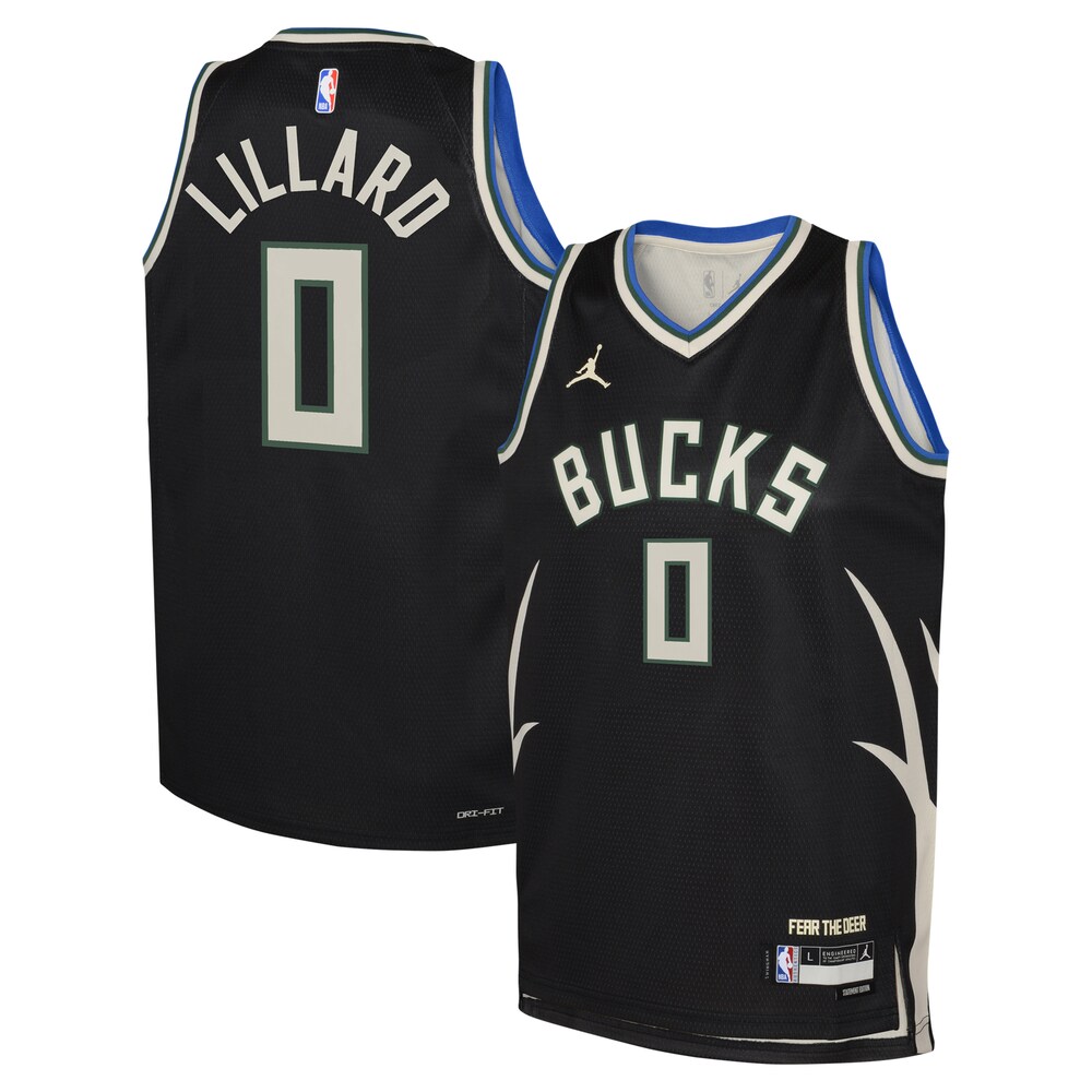 Damian Lillard Milwaukee Bucks Jordan Brand Youth Swingman Jersey | Statement Edition | Black