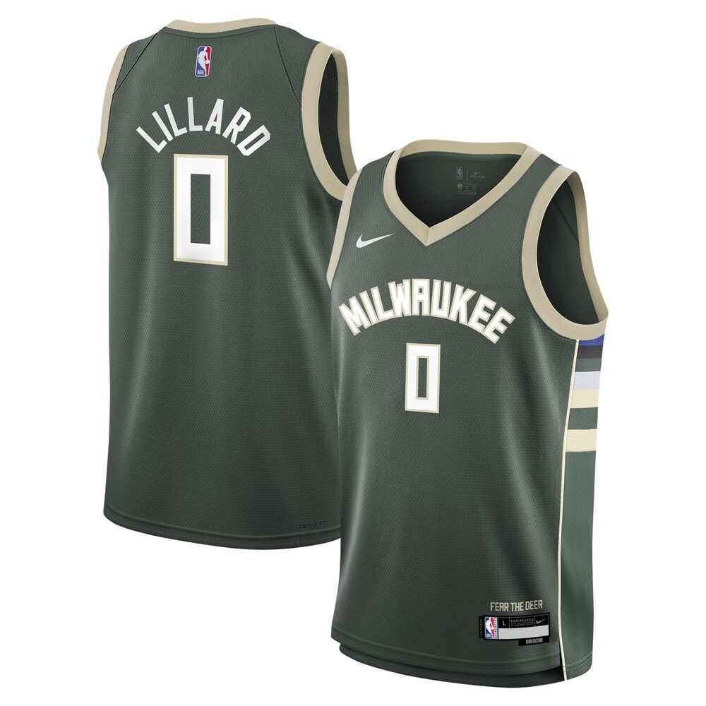 Damian Lillard Milwaukee Bucks Nike Youth Swingman Jersey - Icon Edition - Hunter Green