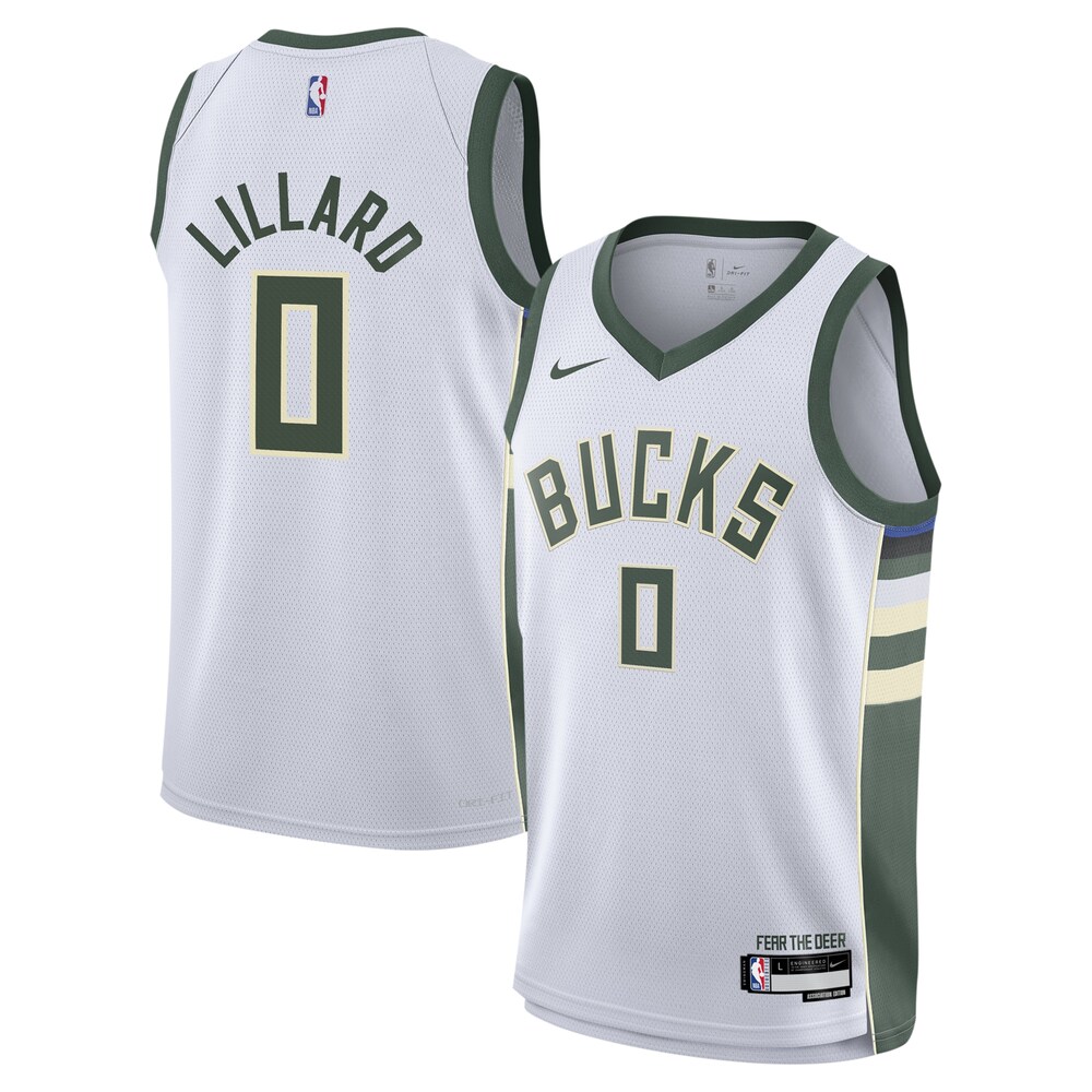 Damian Lillard Milwaukee Bucks Youth Swingman Jersey | Association Edition | White