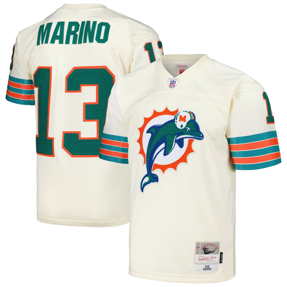 Dan Marino Miami Dolphins Mitchell & Ness Chainstitch Legacy Jersey - Cream