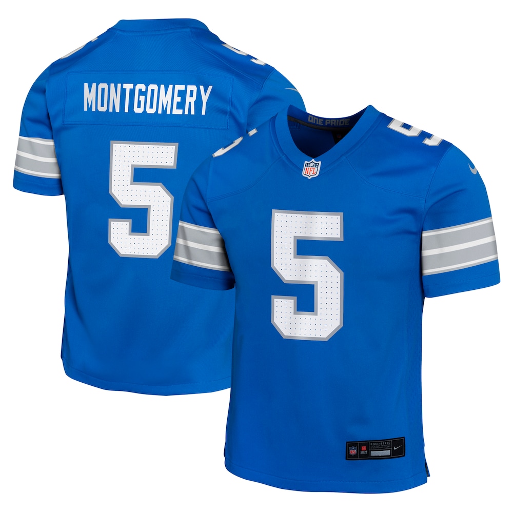 David Montgomery Detroit Lions Youth Team Player Game Jersey - Blue