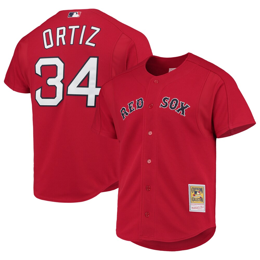 David Ortiz Boston Red Sox Mitchell x Ness Cooperstown Collection Mesh Batting Practice Button|Up Jersey | Red