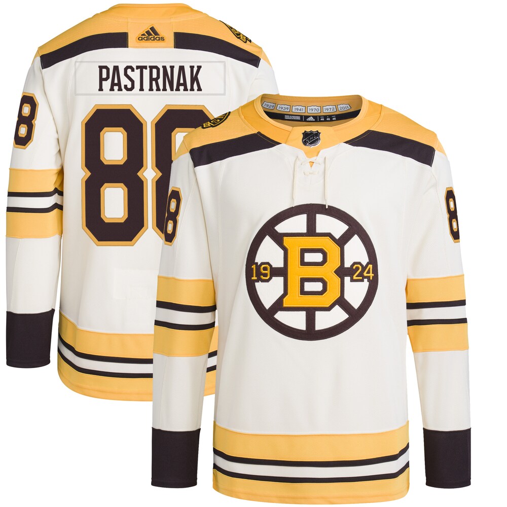 David Pastrnak Boston Bruins adidas  Primegreen Authentic Pro Player Jersey - Cream
