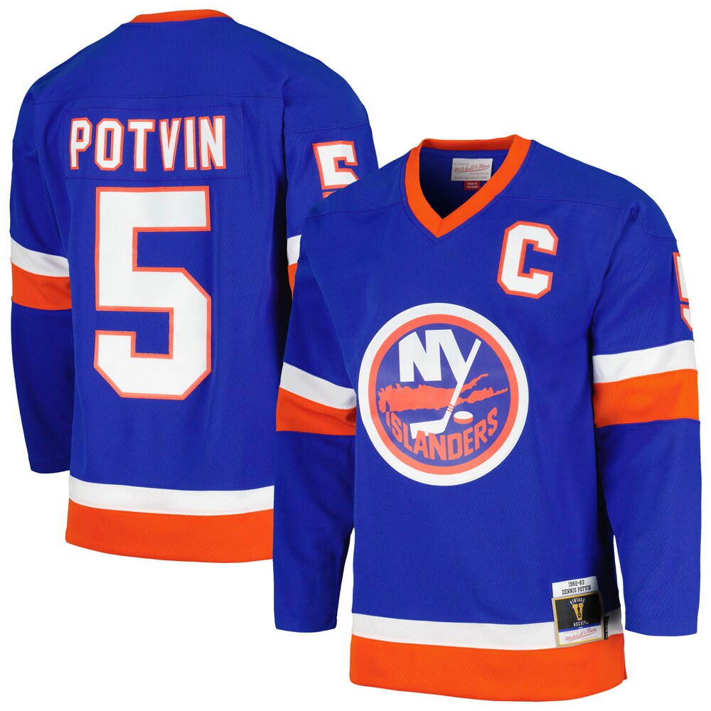Denis Potvin New York Islanders Mitchell & Ness Captain Patch 1982/83 Blue Line Player Jersey - Royal