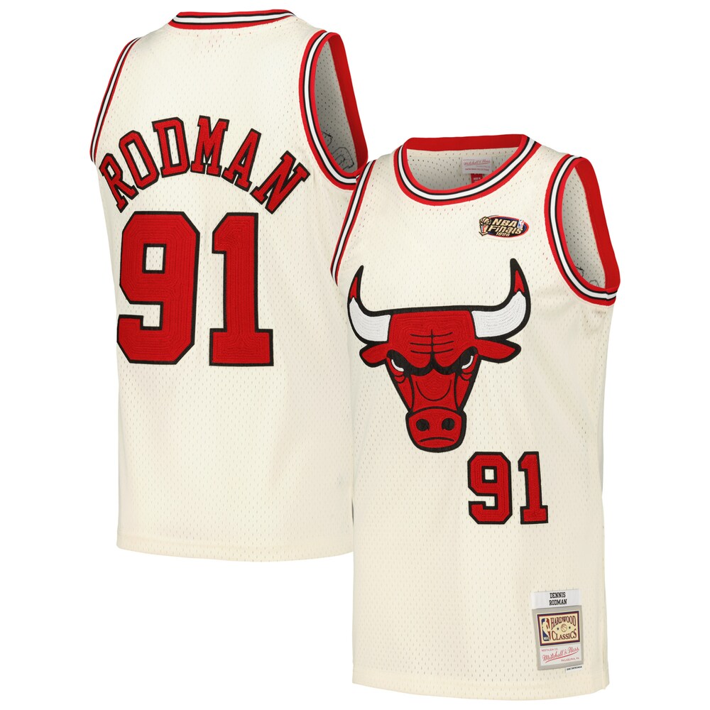 Dennis Rodman Chicago Bulls Mitchell & Ness Chainstitch Swingman Jersey - Cream