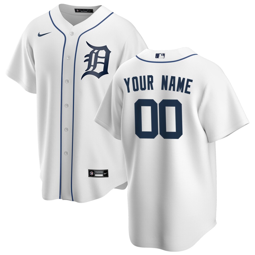 Detroit Tigers Home Replica Custom Jersey | White