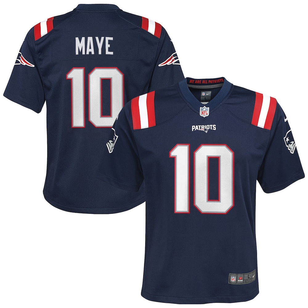 Drake Maye New England Patriots Nike Youth 2024 NFL Draft First Round Pick Player Game Jersey - Navy