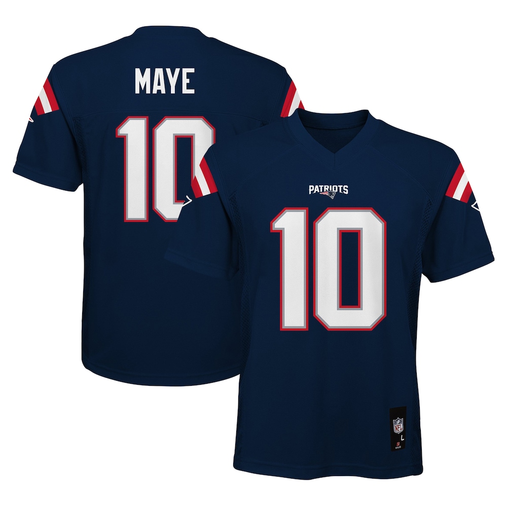 Drake Maye New England Patriots Youth Replica Player Jersey - Navy