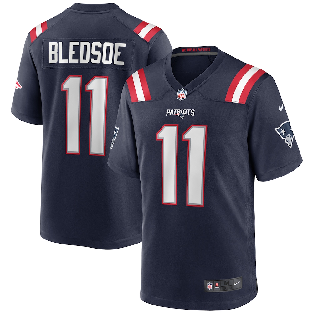 Drew Bledsoe New England Patriots Game Retired Player Jersey | Navy