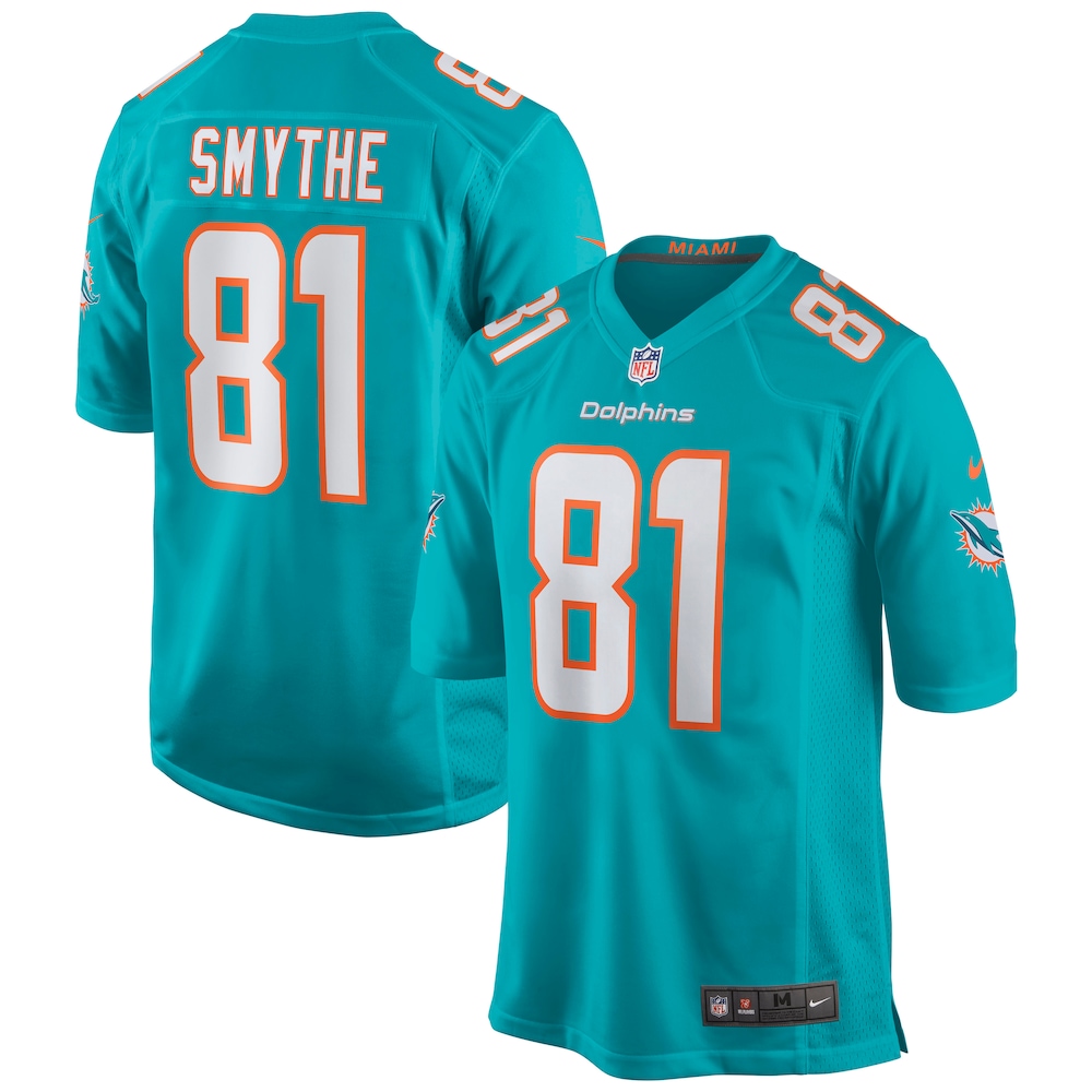 Durham Smythe Miami Dolphins Game Jersey - Aqua