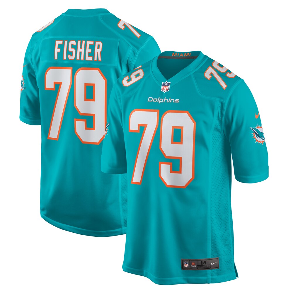 Eric Fisher Miami Dolphins Home Game Player Jersey | Aqua