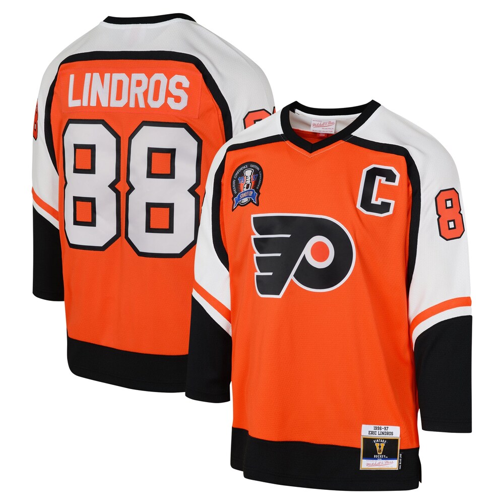 Eric Lindros Philadelphia Flyers Mitchell & Ness Youth 1996 Blue Line Player Jersey - Orange