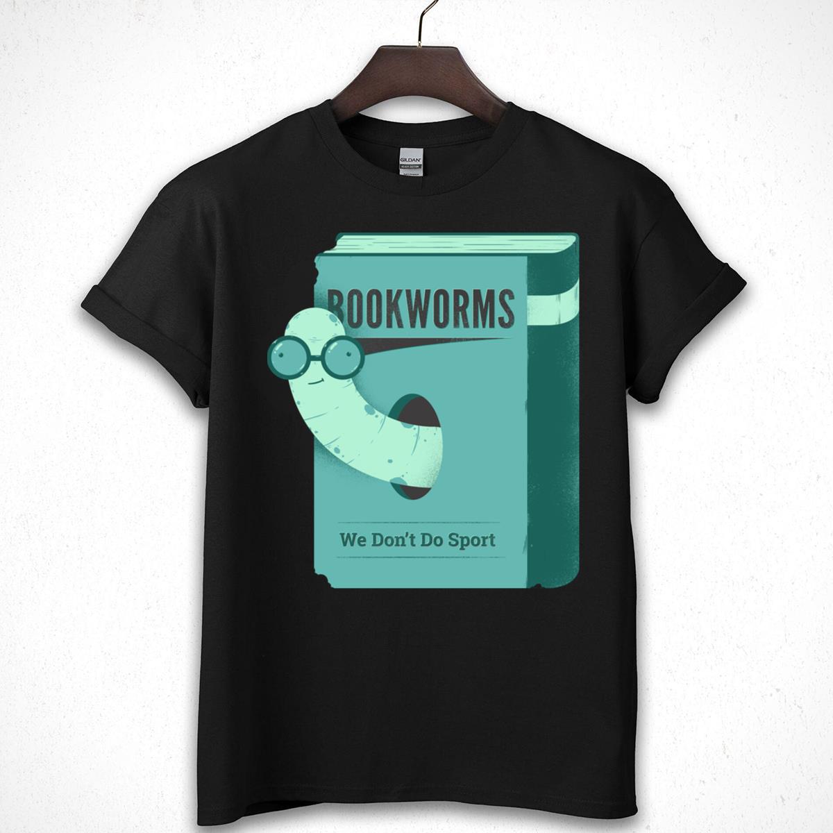 Funny Bookworm Nerd Glasses Graphic T-Shirt - We Don't Do Sport Tee