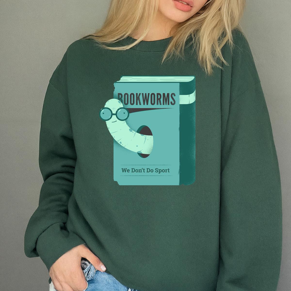 Funny Bookworm Nerd Glasses Graphic T-Shirt - We Don't Do Sport Tee