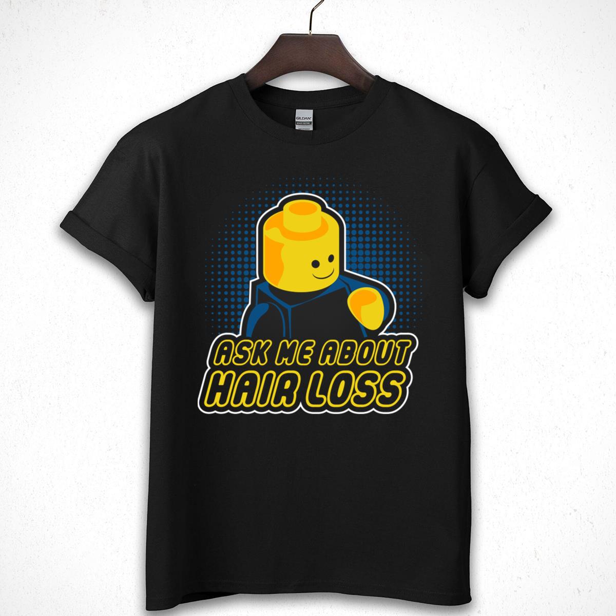 Funny Building Block Figure Hair Loss Joke Graphic T-Shirt