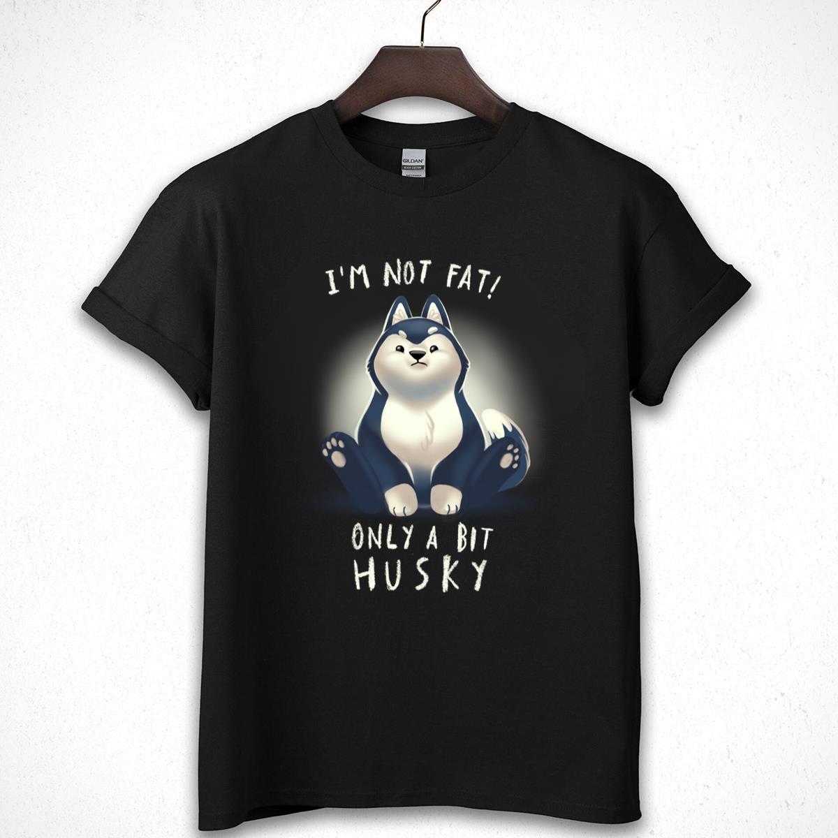 Funny Chubby Husky Dog 'I'm Not Fat' Graphic T-Shirt