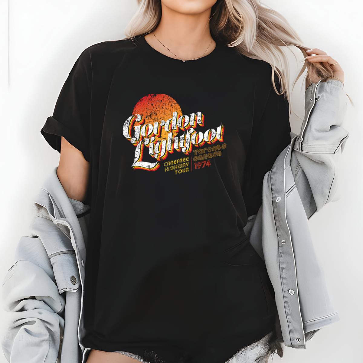 Gordon Lightfoot Carefree Highway Tour 1974 Toronto Canada Vintage Graphic Tee