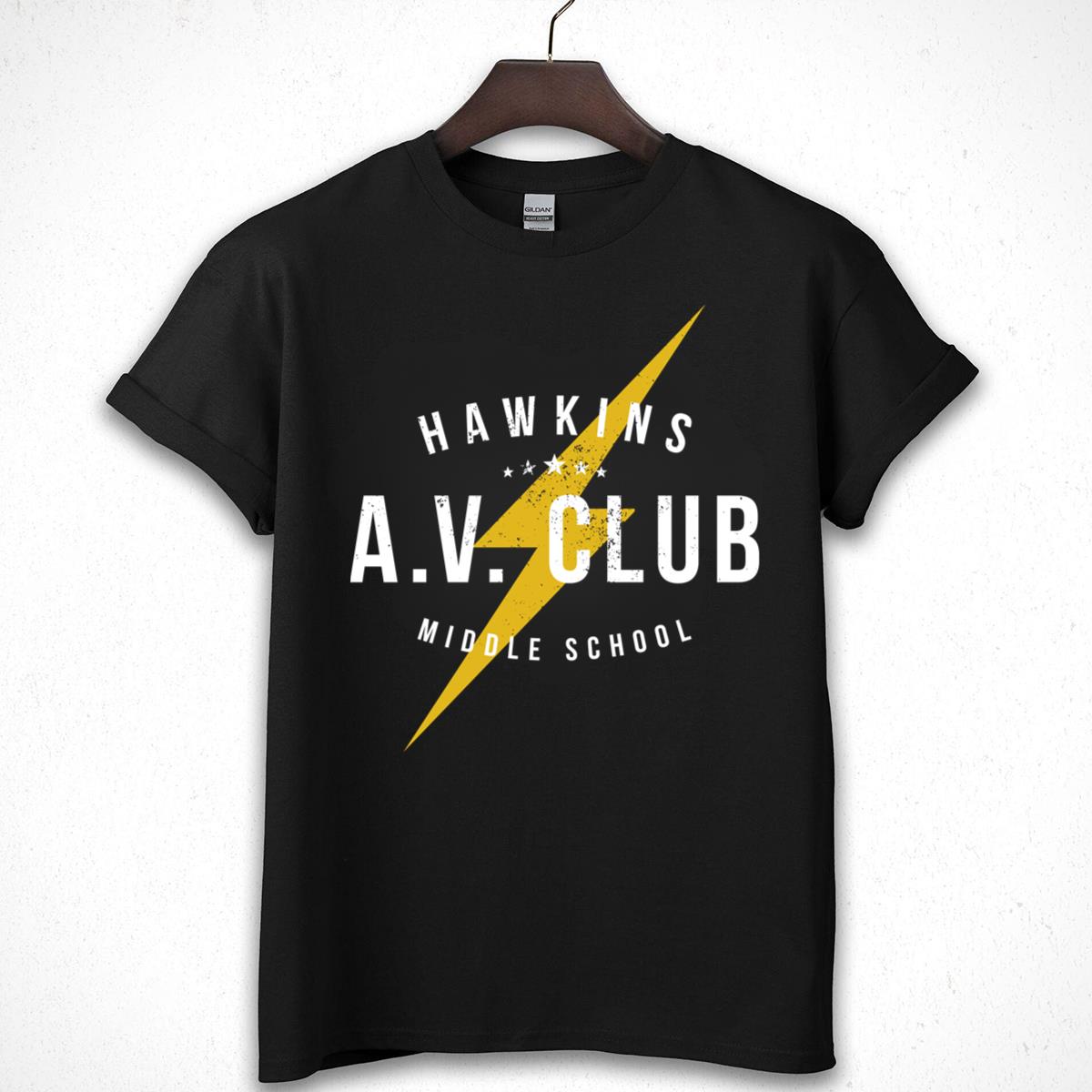 Hawkins A.V. Club Middle School Lightning Bolt Retro Graphic T-Shirt