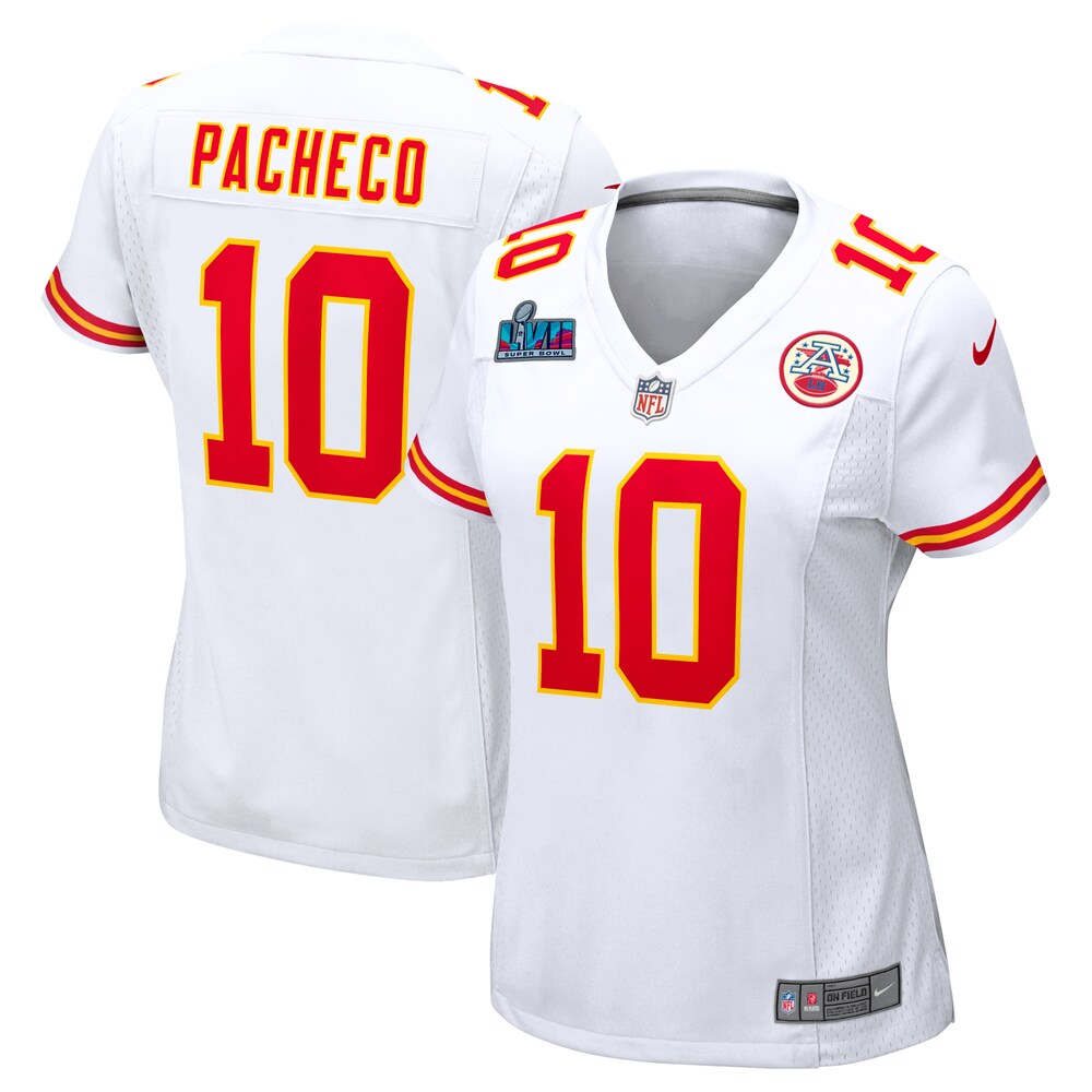 Isiah Pacheco Kansas City Chiefs Nike Women's Super Bowl LVII Patch Away Game Jersey - White