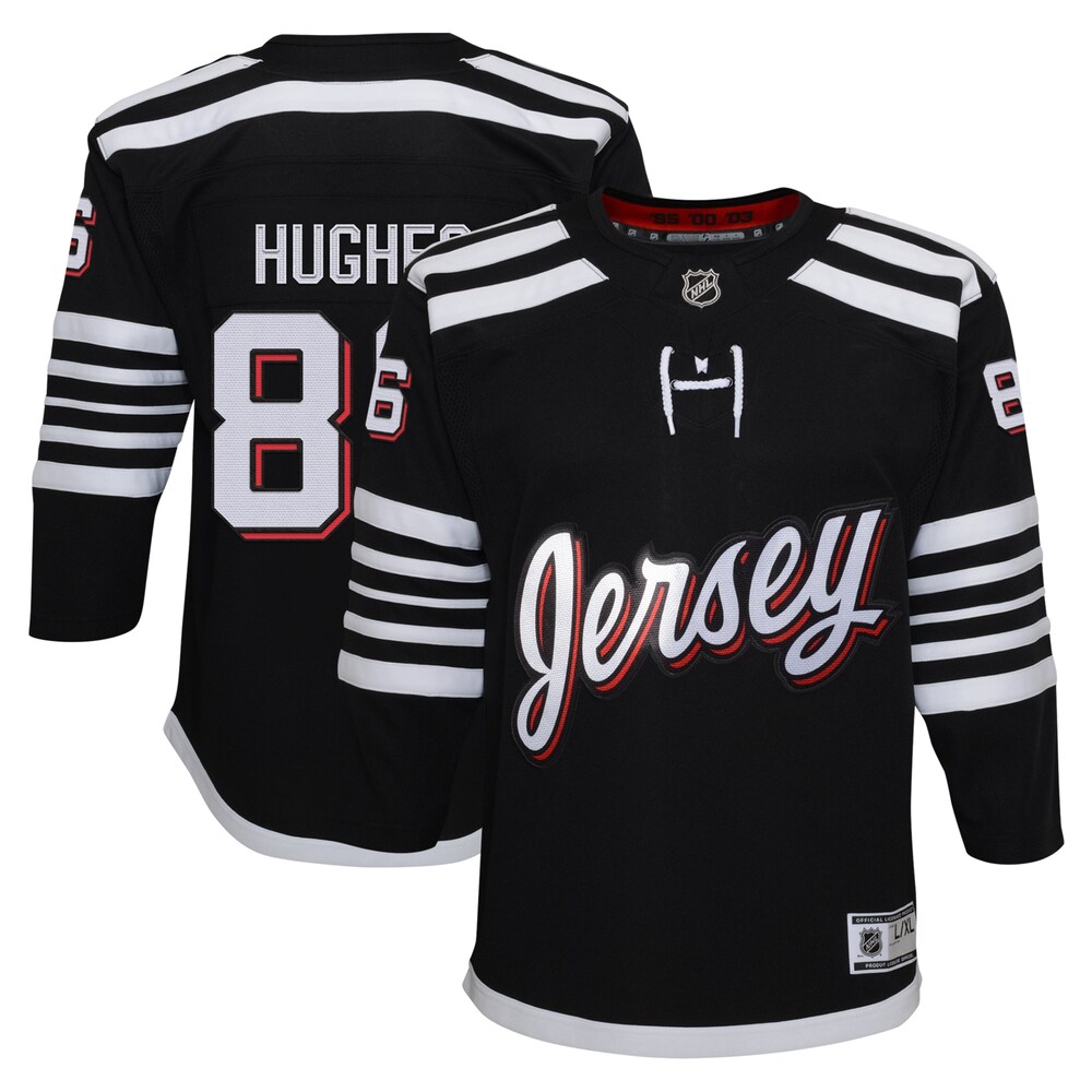 Jack Hughes New Jersey Devils Youth Alternate Premier Player Jersey - Black