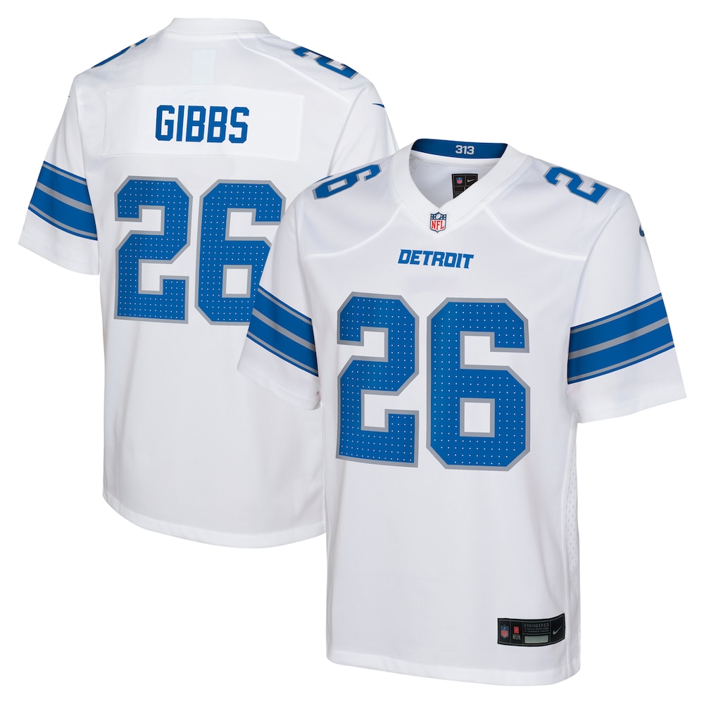 Jahmyr Gibbs Detroit Lions Youth Player Game Jersey - White