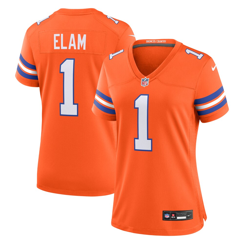 Jason Elam Denver Broncos Women's Mile High Collection 1977 Throwback Retired Player Game Jersey | Orange