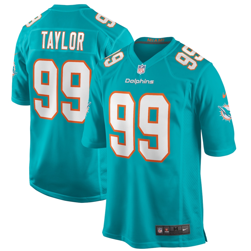 Jason Taylor Miami Dolphins Game Retired Player Jersey - Aqua