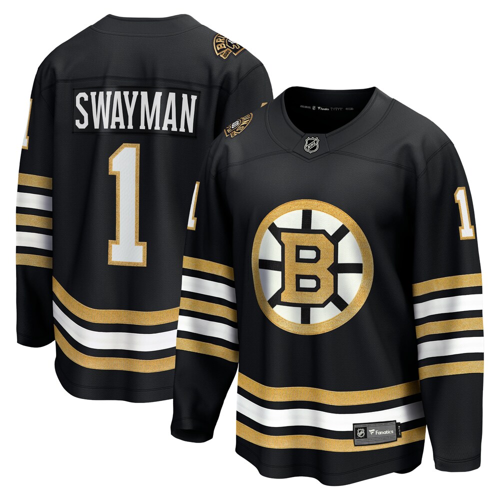 Jeremy Swayman Boston Bruins Fanatics Branded 100th Anniversary Premier Breakaway Player Jersey - Black