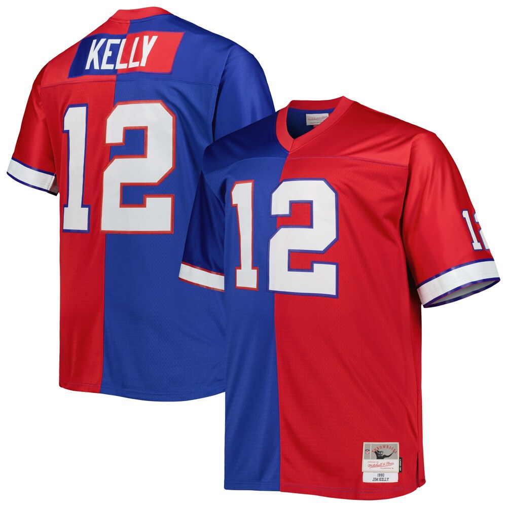 Jim Kelly Buffalo Bills Mitchell x Ness Big x Tall Split Legacy Retired Player Replica Jersey | Royal/Red