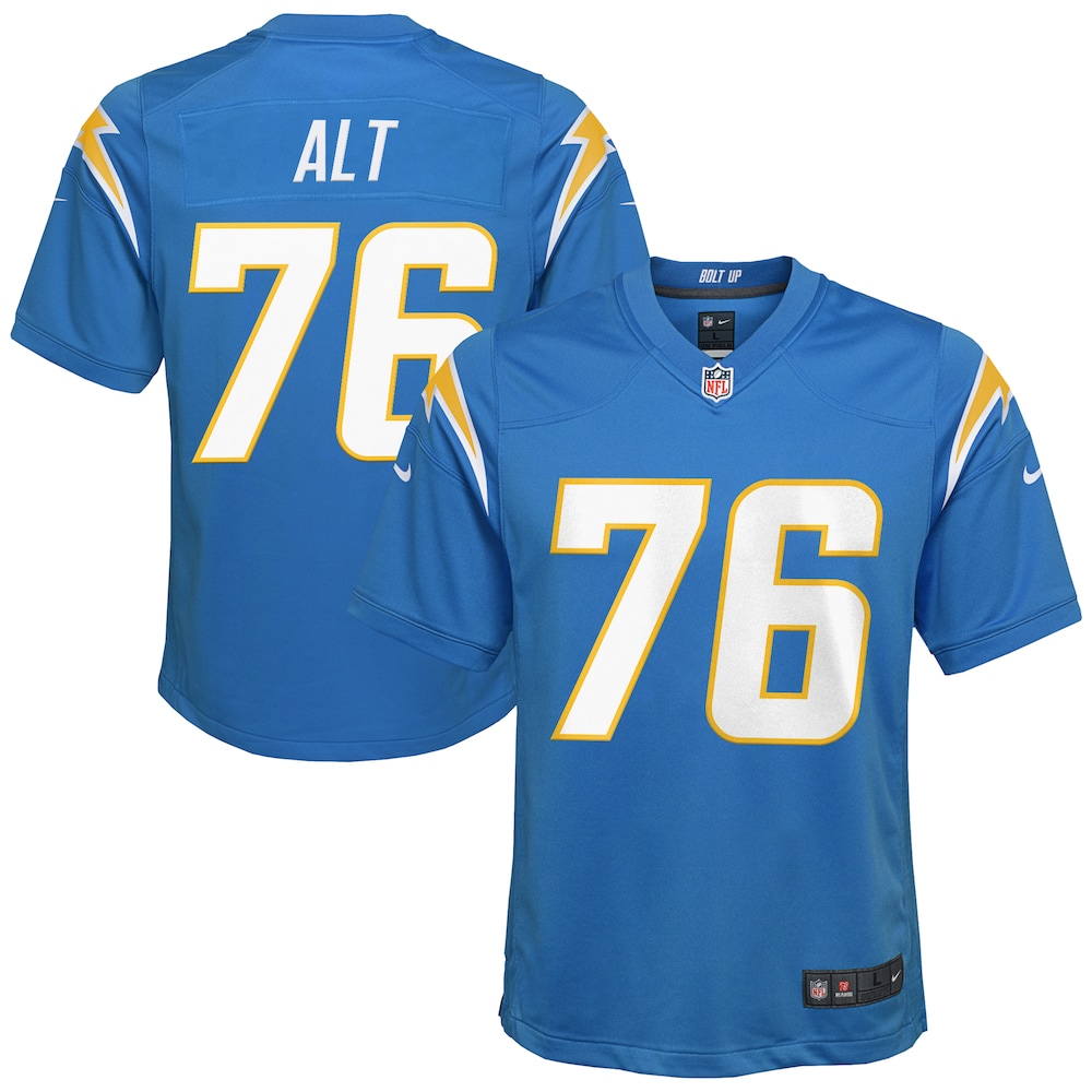 Joe Alt Los Angeles Chargers Youth  Player Game Jersey - Powder Blue