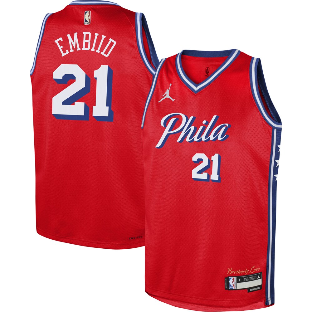 Joel Embiid Philadelphia 76ers Jordan Brand Youth Swingman Jersey | Statement Edition | Red