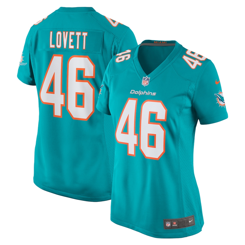 John Lovett Miami Dolphins Women's Game Player Jersey | Aqua