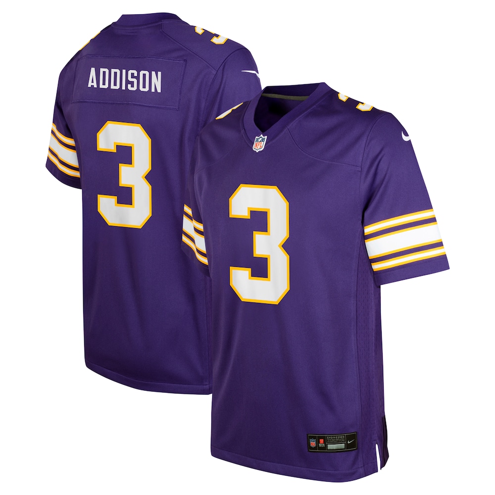 Jordan Addison Minnesota Vikings Youth Alternate Player Game Jersey - Purple