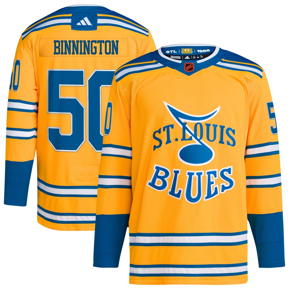 Jordan Binnington St. Louis Blues adidas Reverse Retro 2.0 Authentic Player Jersey - Gold